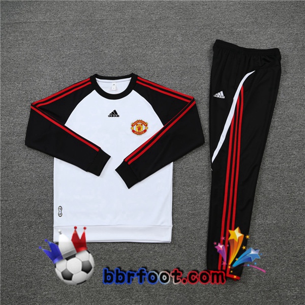 Survetement Foot Manchester United Blanc Noir 21/22