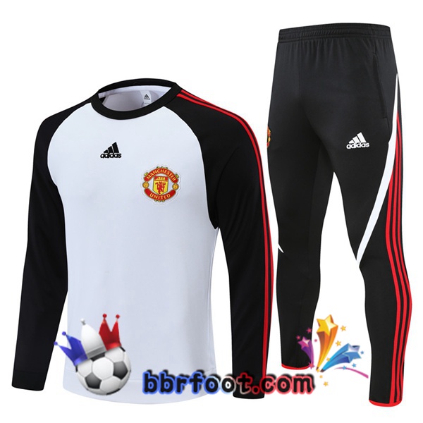 Survetement Foot Manchester United Blanc Noir 21/22