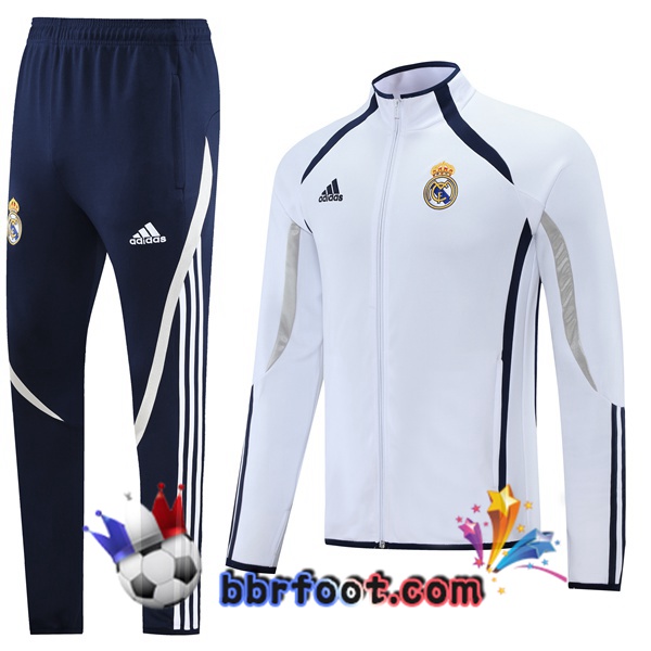 Veste Survetement Foot Real Madrid Blanc 21/22