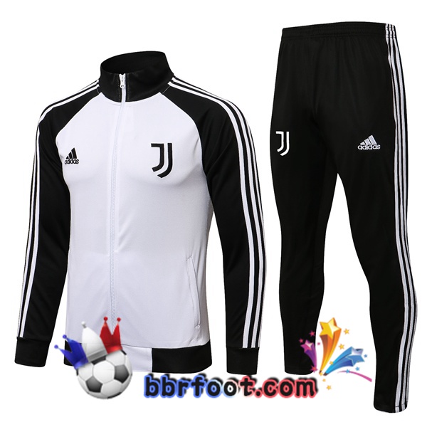 Veste Survetement Foot Juventus Blanc Noir 21/22