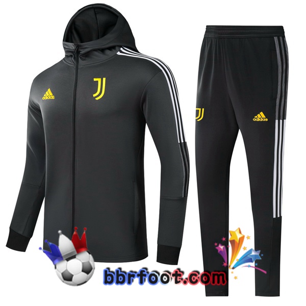 Veste A Capuche Survetement Foot Juventus Noir 21/22