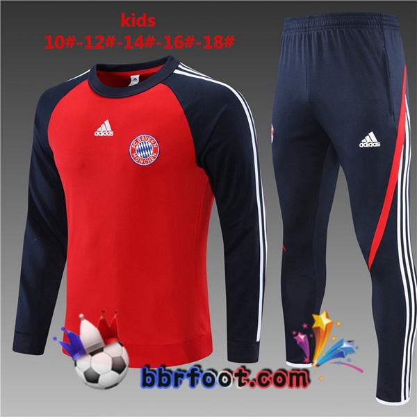 Survetement Foot Bayern Munich Enfant Rouge Bleu Royal 21/22