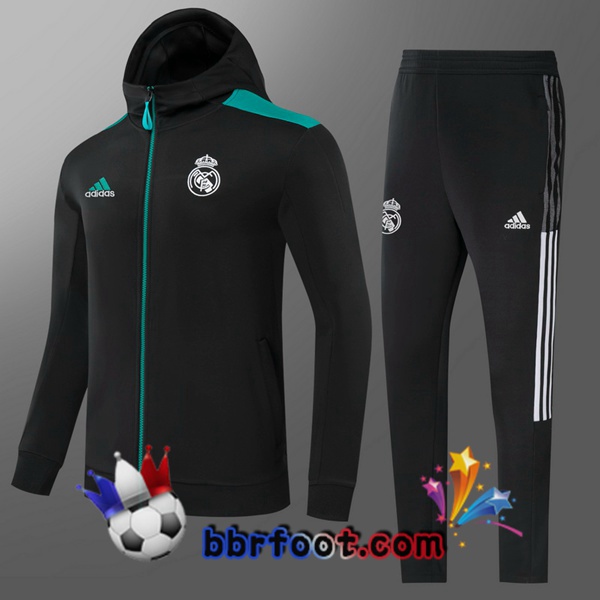 Veste A Capuche Survetement Foot Real Madrid Enfant Noir 21/22