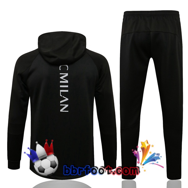 Veste A Capuche Survetement Foot AC Milan Noir 21/22