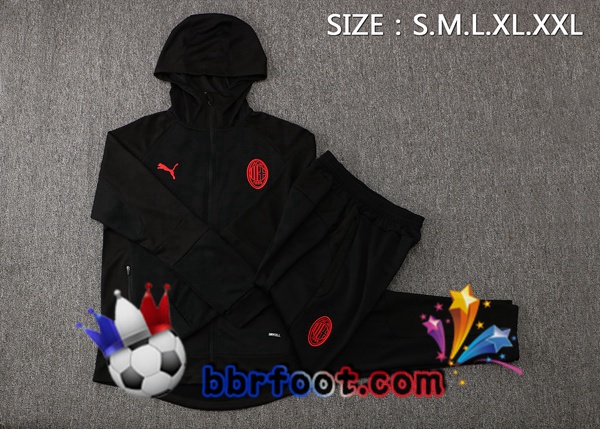 Veste A Capuche Survetement Foot AC Milan Noir 21/22