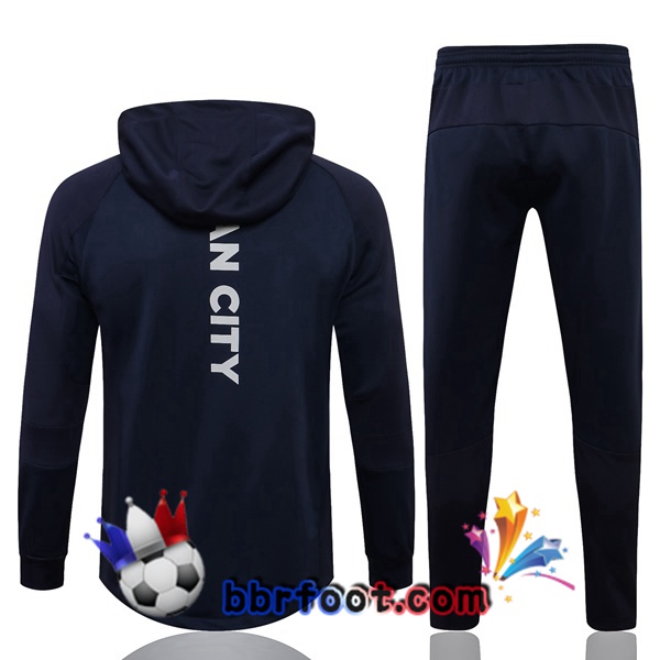 Veste A Capuche Survetement Foot Manchester City Bleu Royal 21/22