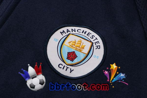 Veste A Capuche Survetement Foot Manchester City Bleu Royal 21/22