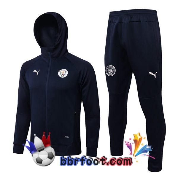 Veste A Capuche Survetement Foot Manchester City Bleu Royal 21/22