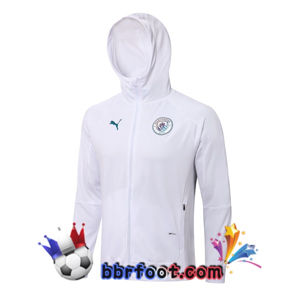 Veste A Capuche Manchester City Blanc 21/22