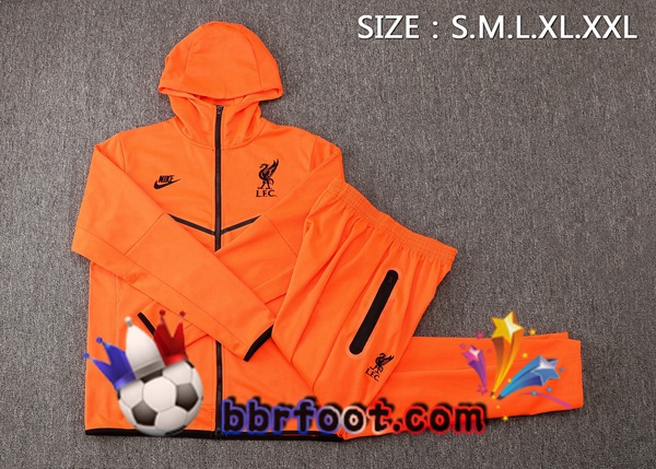 Veste A Capuche Survetement Foot FC Liverpool Orange 21/22