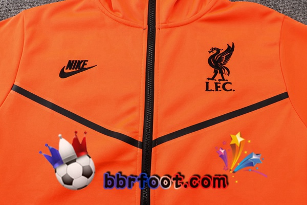 Veste A Capuche Survetement Foot FC Liverpool Orange 21/22