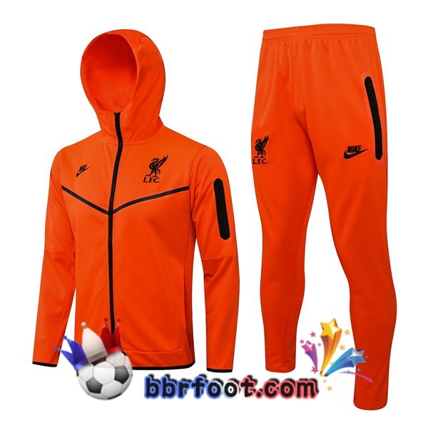 Veste A Capuche Survetement Foot FC Liverpool Orange 21/22