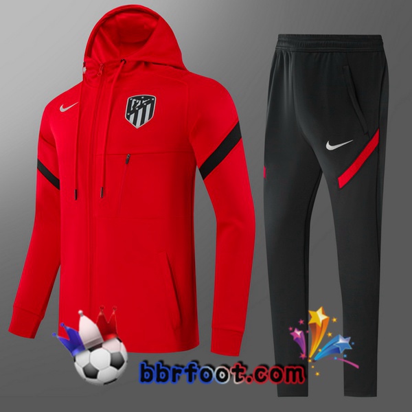 Veste A Capuche Survetement Foot Atletico Madrid Enfant Rouge 21/22