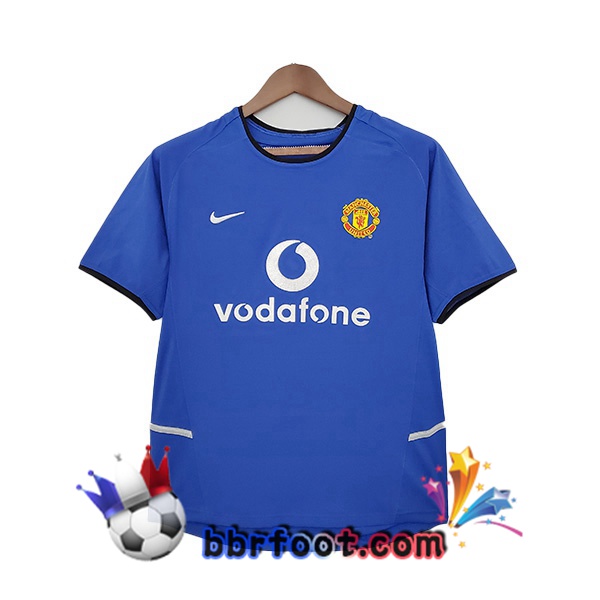 2002-2004 Manchester United Retro Exterieur Maillot de Foot Bleu