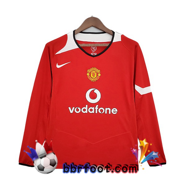 2004-2006 Manchester United Retro Domicile Maillot de Foot Manche Longue Rouge