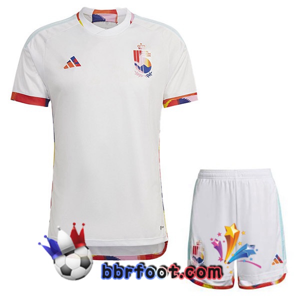 Maillots Equipe De Belgique Enfant Exterieur Blanc 2022/2023