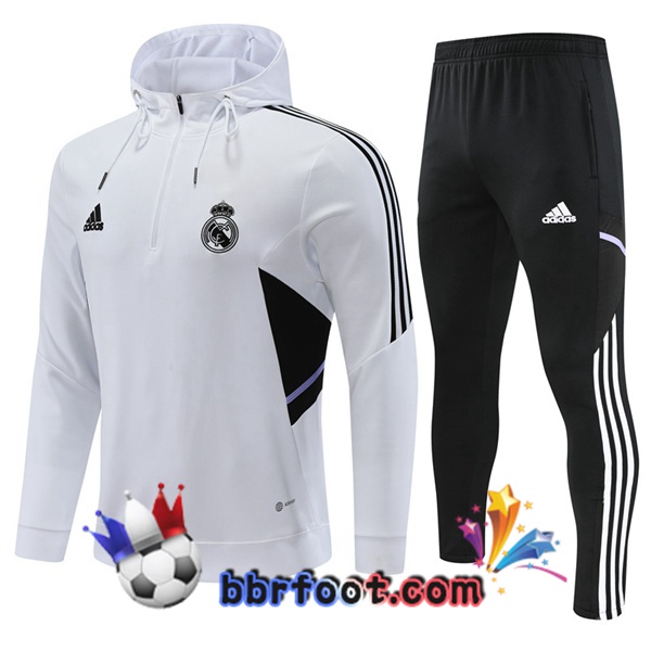 Capuche Survetement Foot Real Madrid Blanc 2022/2023 Capuche Survetement Foot Real Madrid Blanc 2022/2023