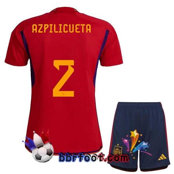 Maillots Equipe De Espagne (AZPILICUETA 2) Enfant Domicile Rouge 2022/2023