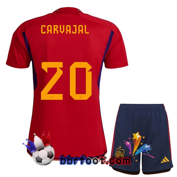 Maillots Equipe De Espagne (CARVAJAL 20) Enfant Domicile Rouge 2022/2023