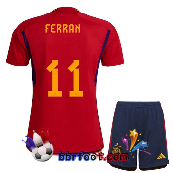 Maillots Equipe De Espagne (FERRAN 11) Enfant Domicile Rouge 2022/2023