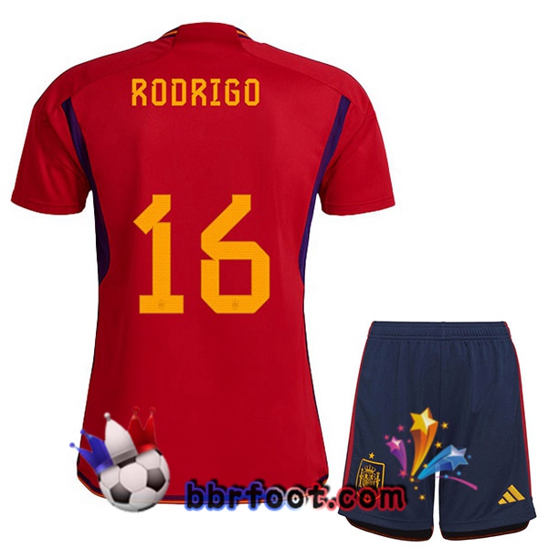 Maillots Equipe De Espagne (RODRIGO 16) Enfant Domicile Rouge 2022/2023