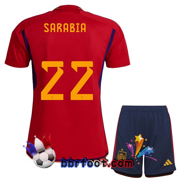 Maillots Equipe De Espagne (SARABIA 22) Enfant Domicile Rouge 2022/2023