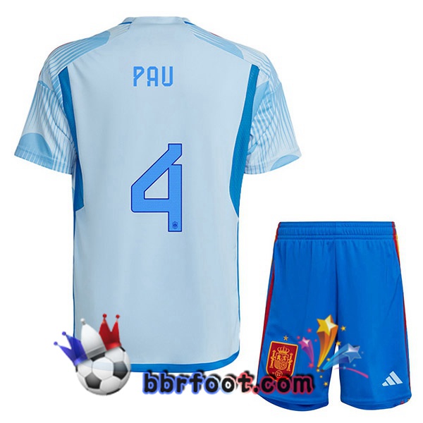 Maillots Equipe De Espagne (PAU 4) Enfant Exterieur Bleu Blanc 2022/2023