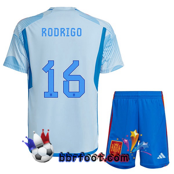 Maillots Equipe De Espagne (RODRIGO 16) Enfant Exterieur Bleu Blanc 2022/2023
