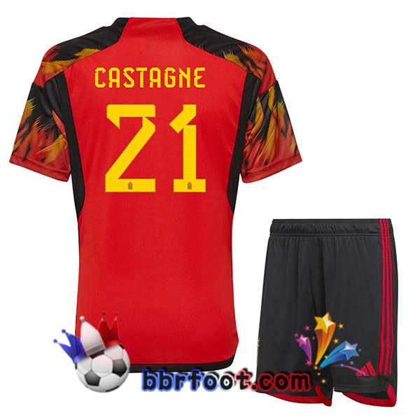 Maillots Equipe De Belgique (CASTAGNE 21) Enfant Domicile Rouge 2022/2023