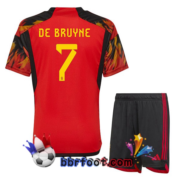 Maillots Equipe De Belgique (DE BRUYNE 7) Enfant Domicile Rouge 2022/2023
