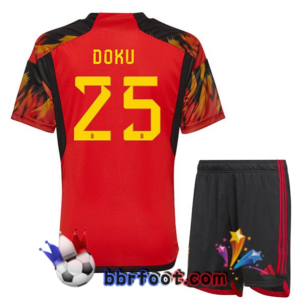 Maillots Equipe De Belgique (DOKU 25) Enfant Domicile Rouge 2022/2023