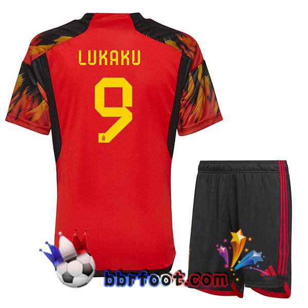Maillots Equipe De Belgique (LUKAKU 9) Enfant Domicile Rouge 2022/2023