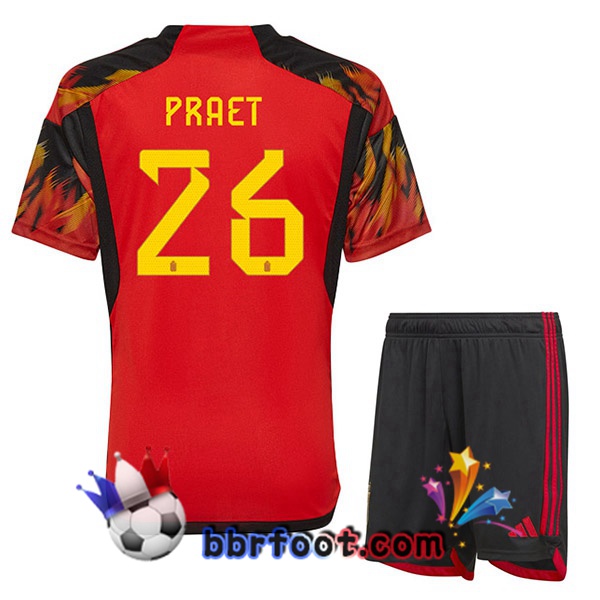 Maillots Equipe De Belgique (PRAET 26) Enfant Domicile Rouge 2022/2023