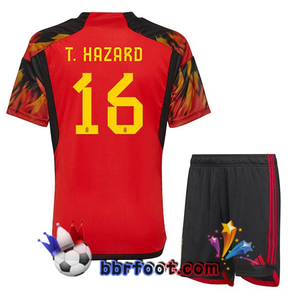 Maillots Equipe De Belgique (T. HAZARD 16) Enfant Domicile Rouge 2022/2023