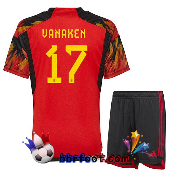 Maillots Equipe De Belgique (VANAKEN 17) Enfant Domicile Rouge 2022/2023
