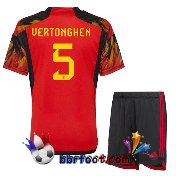 Maillots Equipe De Belgique (VERTONGHEN 5) Enfant Domicile Rouge 2022/2023