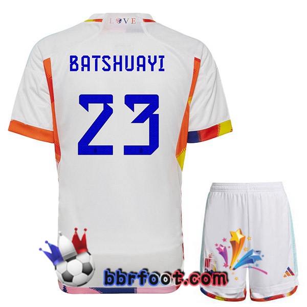 Maillots Equipe De Belgique (BATSHUAYI 23) Enfant Exterieur Blanc 2022/2023