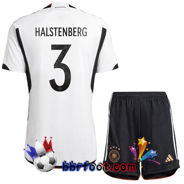Maillots Equipe De Allemagne (HALSTENBERG 3) Enfant Domicile Noir Blanc 2022/2023