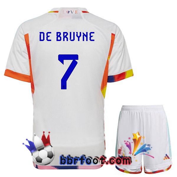 Maillots Equipe De Belgique (DE BRUYNE 7) Enfant Exterieur Blanc 2022/2023