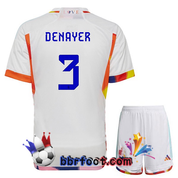 Maillots Equipe De Belgique (DENAYER 3) Enfant Exterieur Blanc 2022/2023