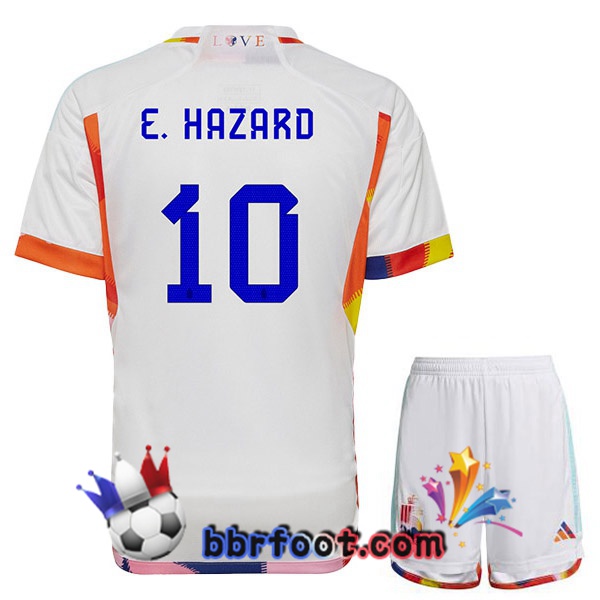 Maillots Equipe De Belgique (E.HAZARD 10) Enfant Exterieur Blanc 2022/2023