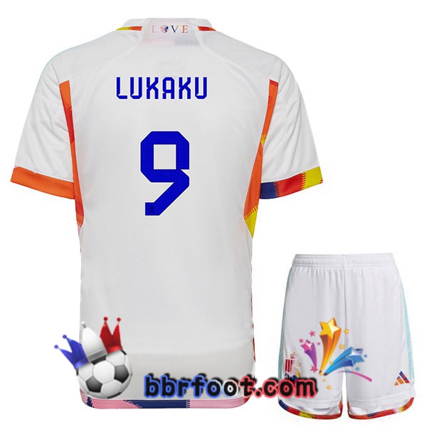 Maillots Equipe De Belgique (LUKAKU 9) Enfant Exterieur Blanc 2022/2023