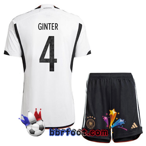 Maillots Equipe De Allemagne (GINTER 4) Enfant Domicile Noir Blanc 2022/2023