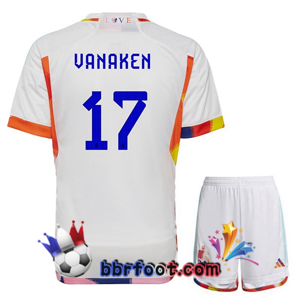 Maillots Equipe De Belgique (VANAKEN 17) Enfant Exterieur Blanc 2022/2023