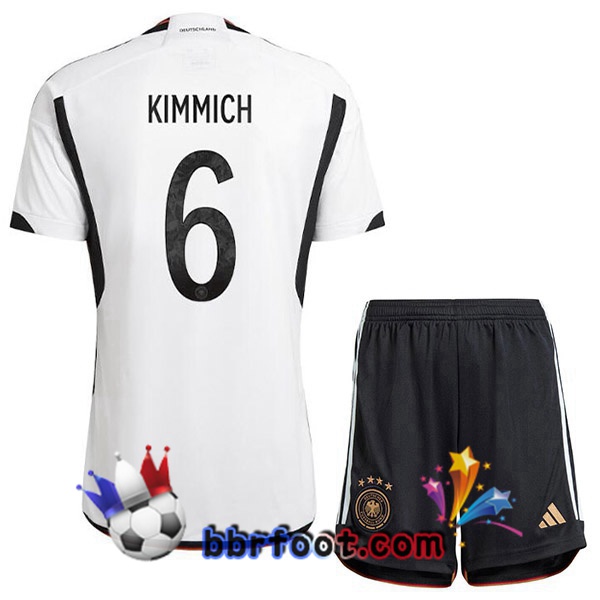 Maillots Equipe De Allemagne (KIMMICH 6) Enfant Domicile Noir Blanc 2022/2023