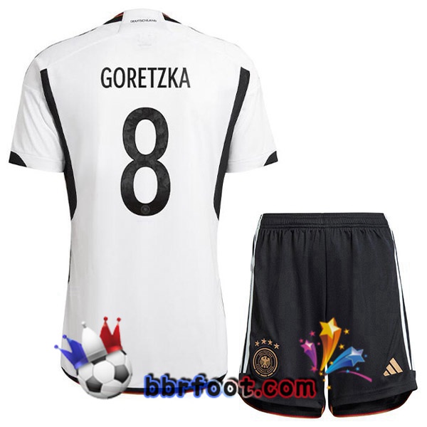 Maillots Equipe De Allemagne (GORETZKA 8) Enfant Domicile Noir Blanc 2022/2023