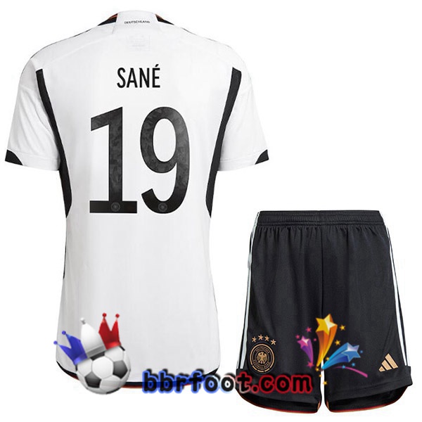 Maillots Equipe De Allemagne (SANÉ 19) Enfant Domicile Noir Blanc 2022/2023