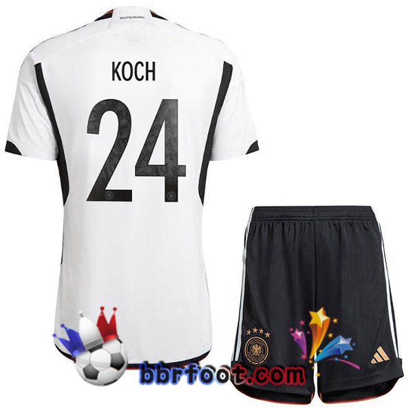 Maillots Equipe De Allemagne (KOCH 24) Enfant Domicile Noir Blanc 2022/2023