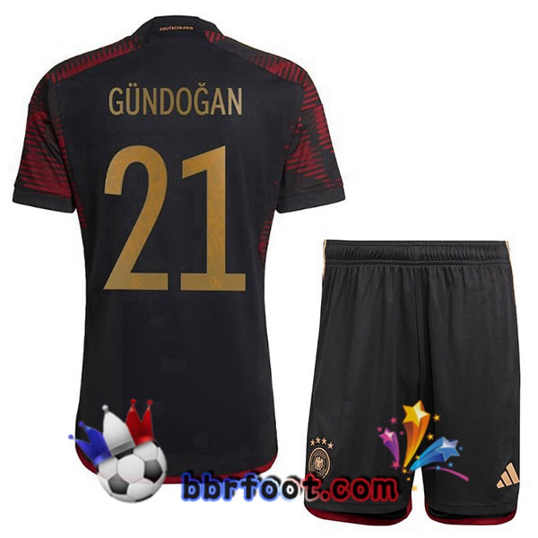 Maillots Equipe De Allemagne (GÜNDOGAN 21) Enfant Exterieur Noir 2022/2023