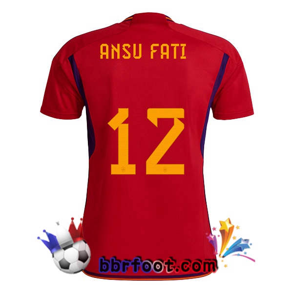 Maillots Equipe de Espagne (ANSU FATI 12) Domicile Rouge 2022/2023